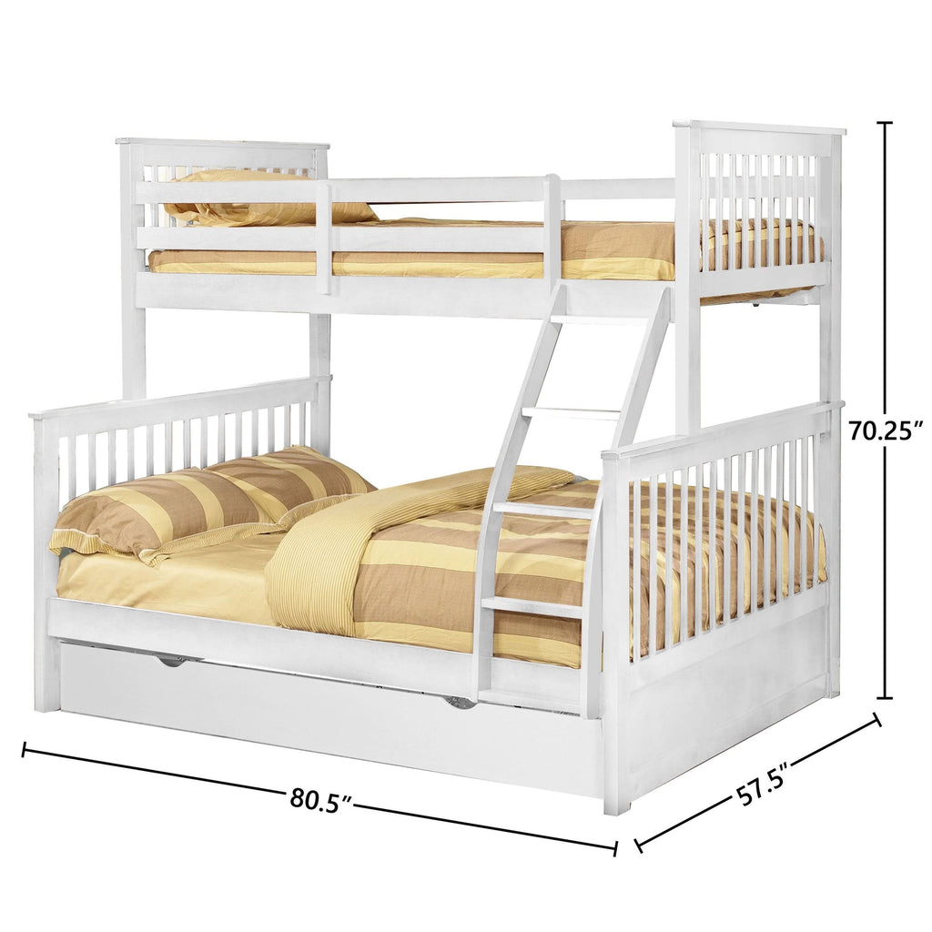 Convertible Twin Over Full Bunk Bed with Trundle B1868