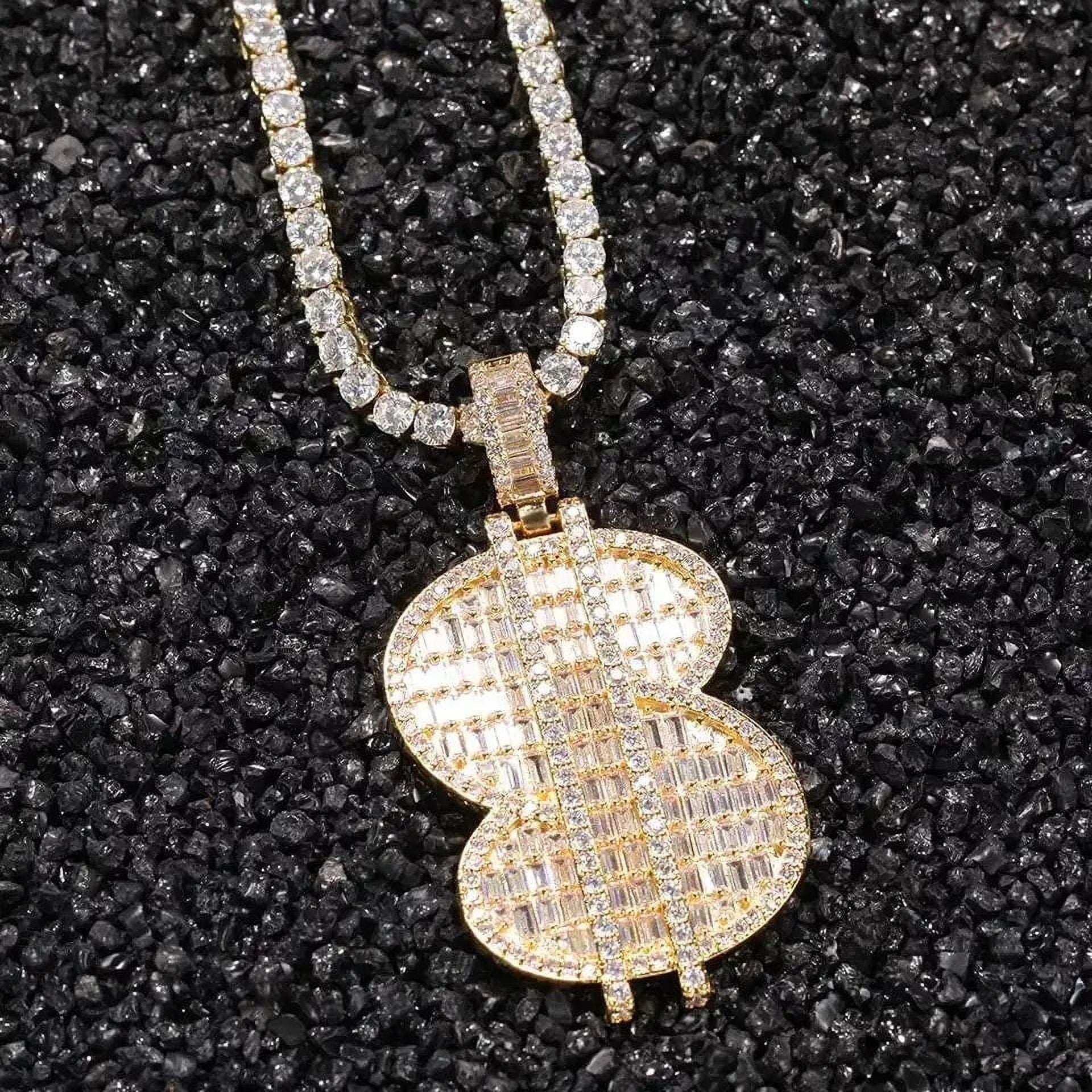 14K Gold Over Finish Simulated Diamond Pendant Necklace S7292