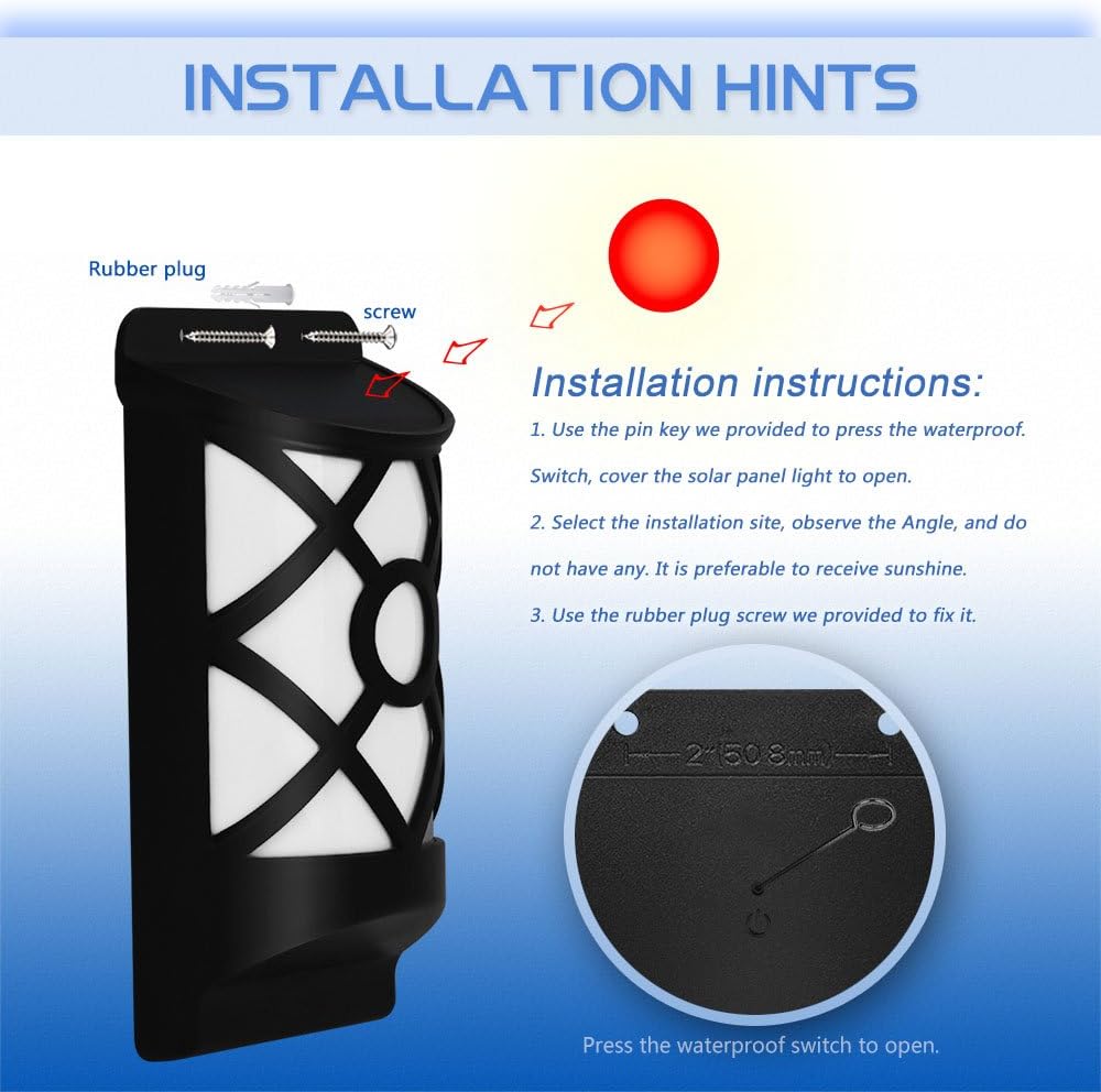 Solar Wall Flame Lights, Waterproof Outdoor Garden Lights T521