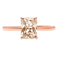 2.5ct Radiant Cut Champagne Simulated Diamond 18k Rose Gold Ring N163