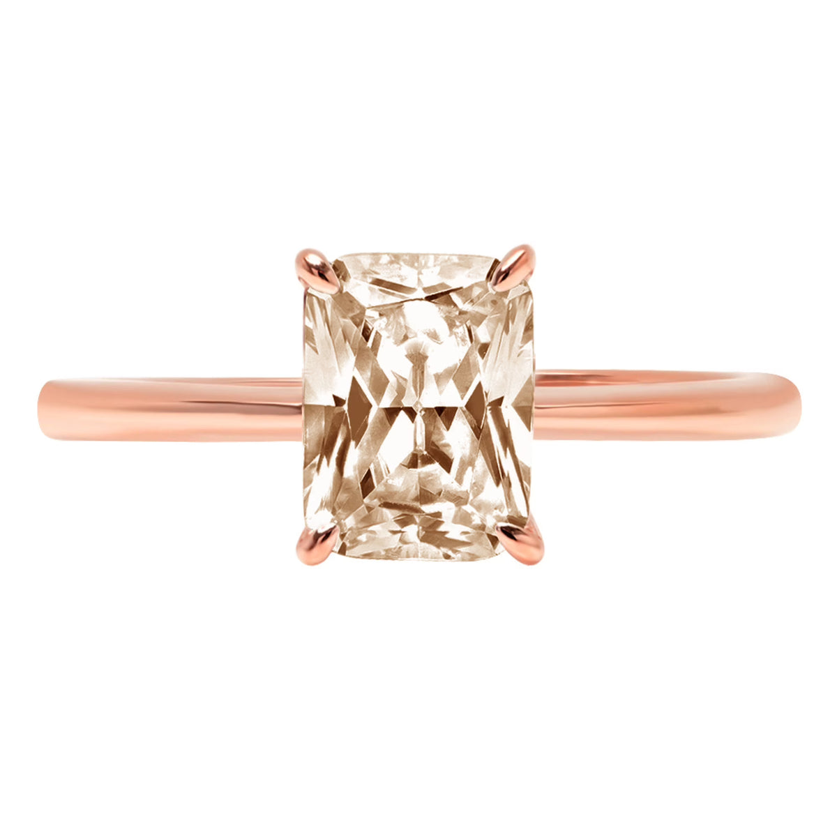 2.5ct Radiant Cut Champagne Simulated Diamond 18k Rose Gold Ring N163
