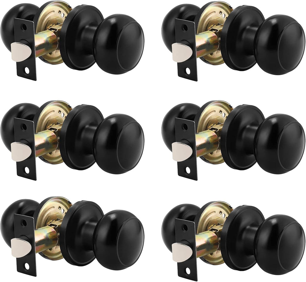 Black Round Passage Door Knob (3 Pack) Y65729