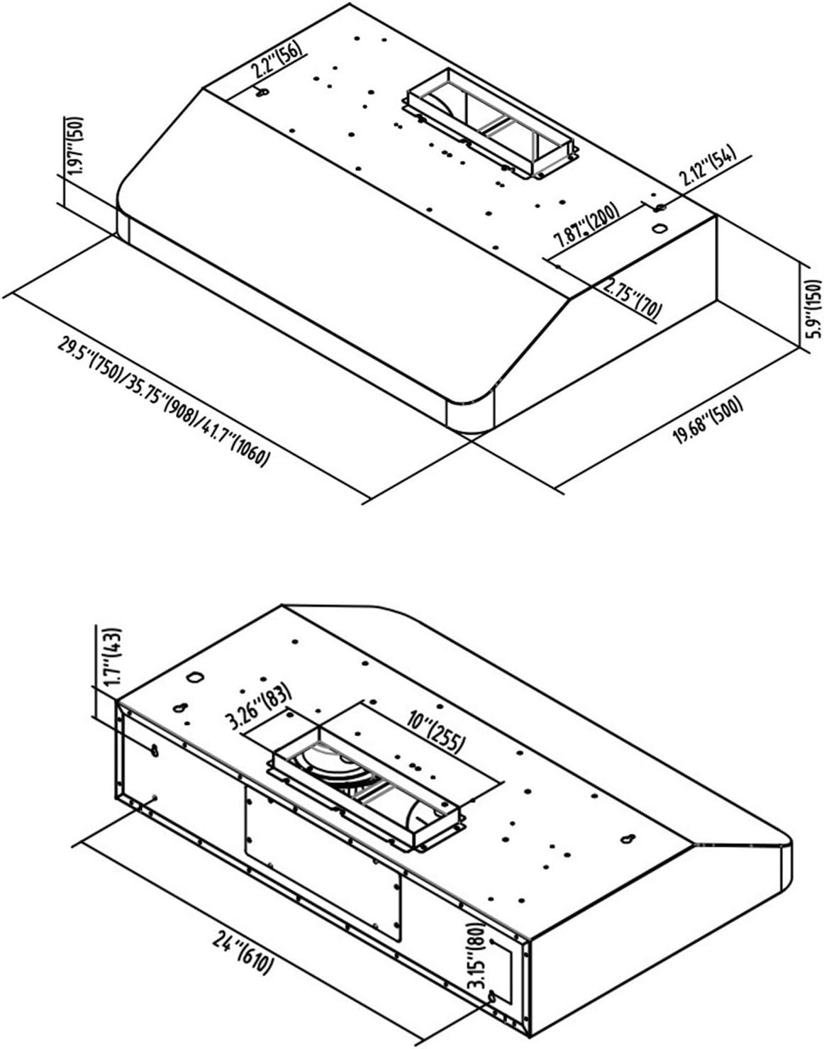 36 Inch Under Cabinet Range Hood with 900-CFM Stainless Steel A9897