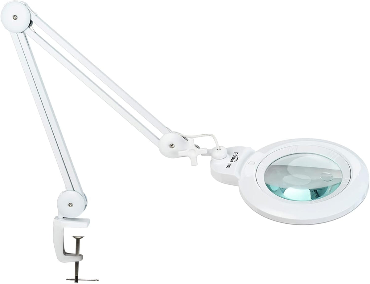 Magnifying Desk Lamp with Clamp, 5 Diopter with 20 Diopter, 6 Inch Detachable Lens, 1200 Lumens Swivel Arm Q45256