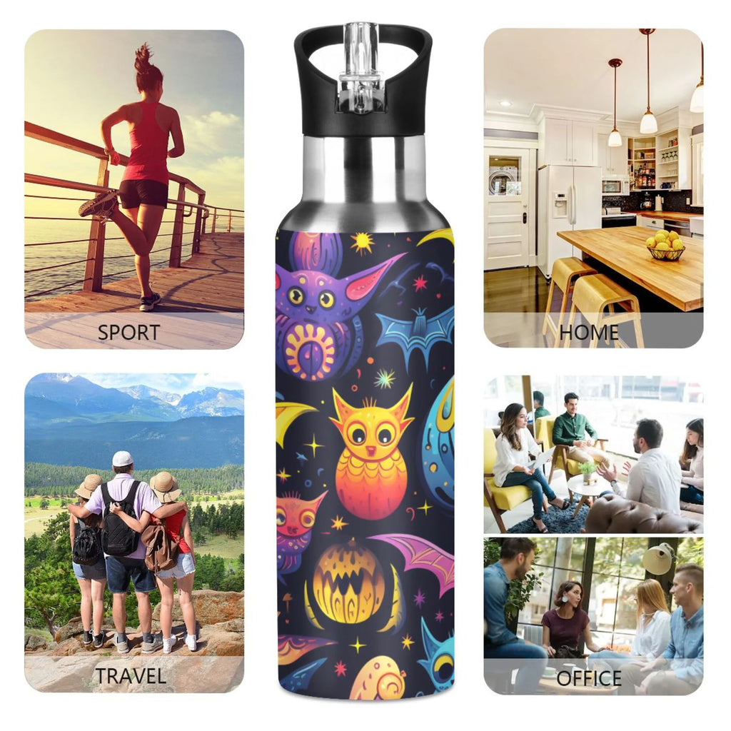 20 oz Insulated Stainless Steel Water Bottle with Straw Lid O83824