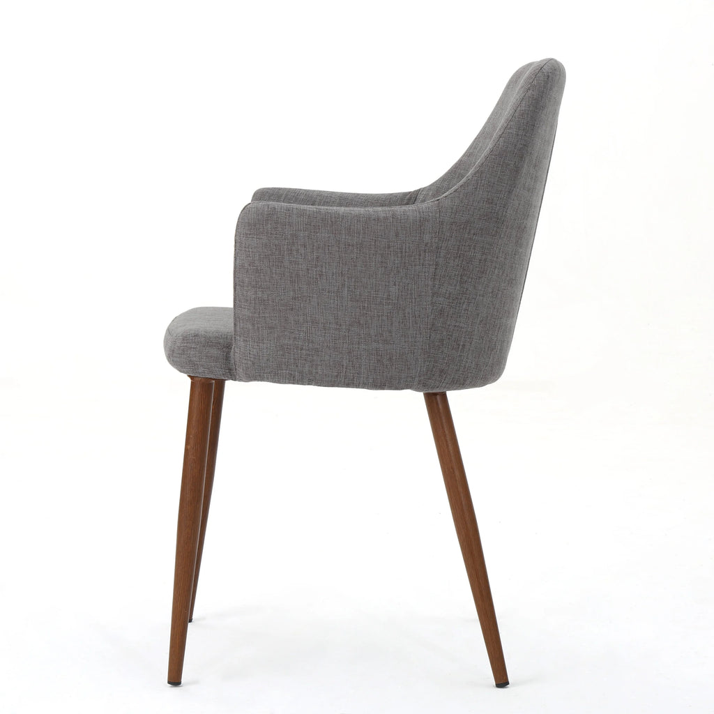 Fabric Upholstered Dining Chairs, Set of 2, Light Gray and Dark Walnut J71718
