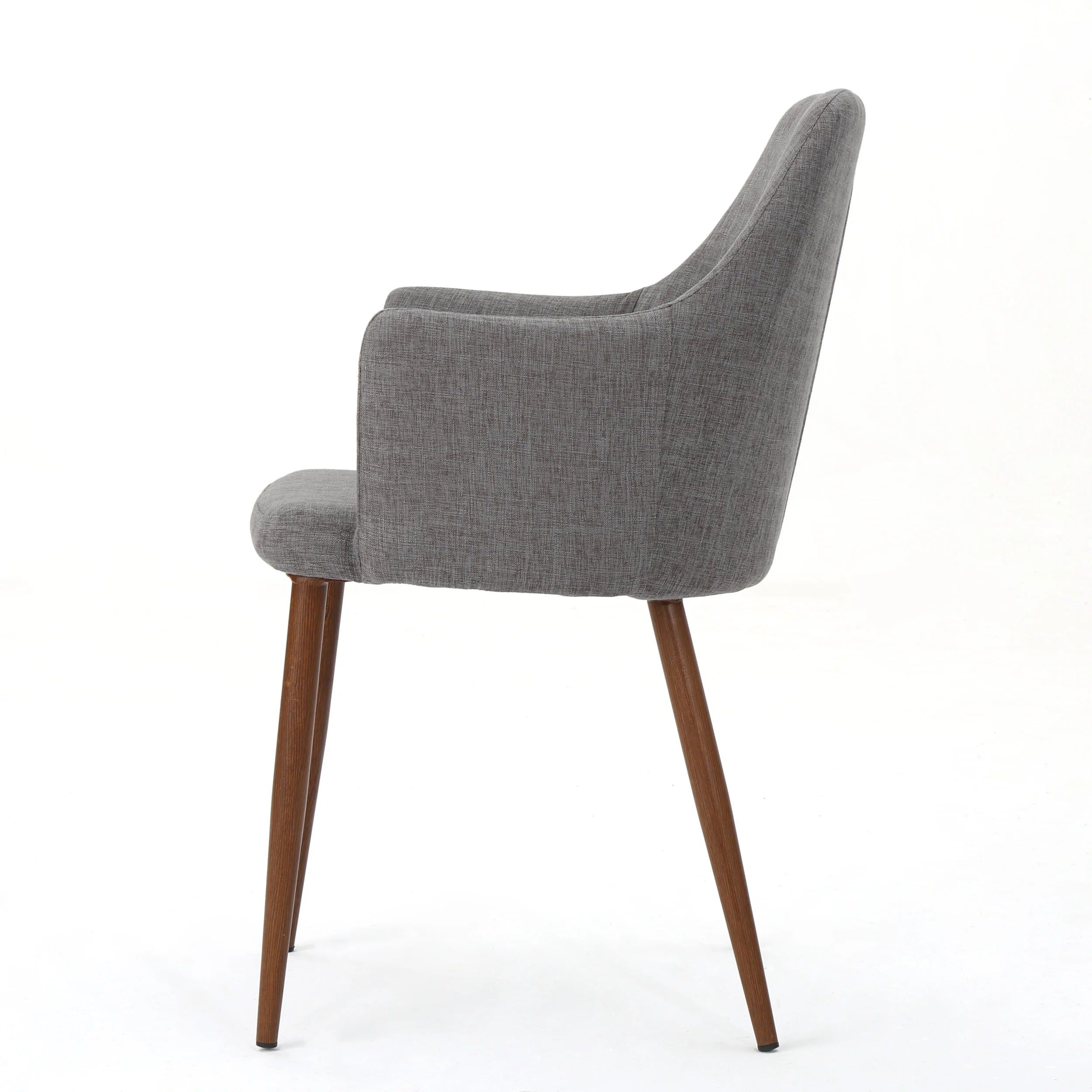 Fabric Upholstered Dining Chairs, Set of 2, Light Gray and Dark Walnut J71718