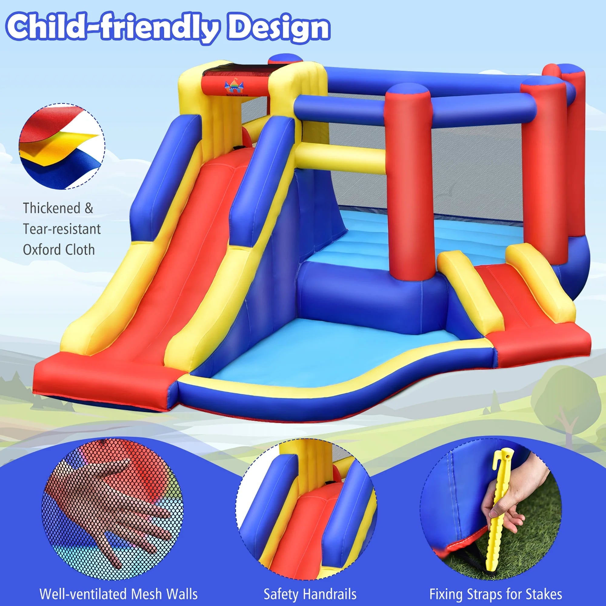 Inflatable Bouncy Castle with Double Slides N436