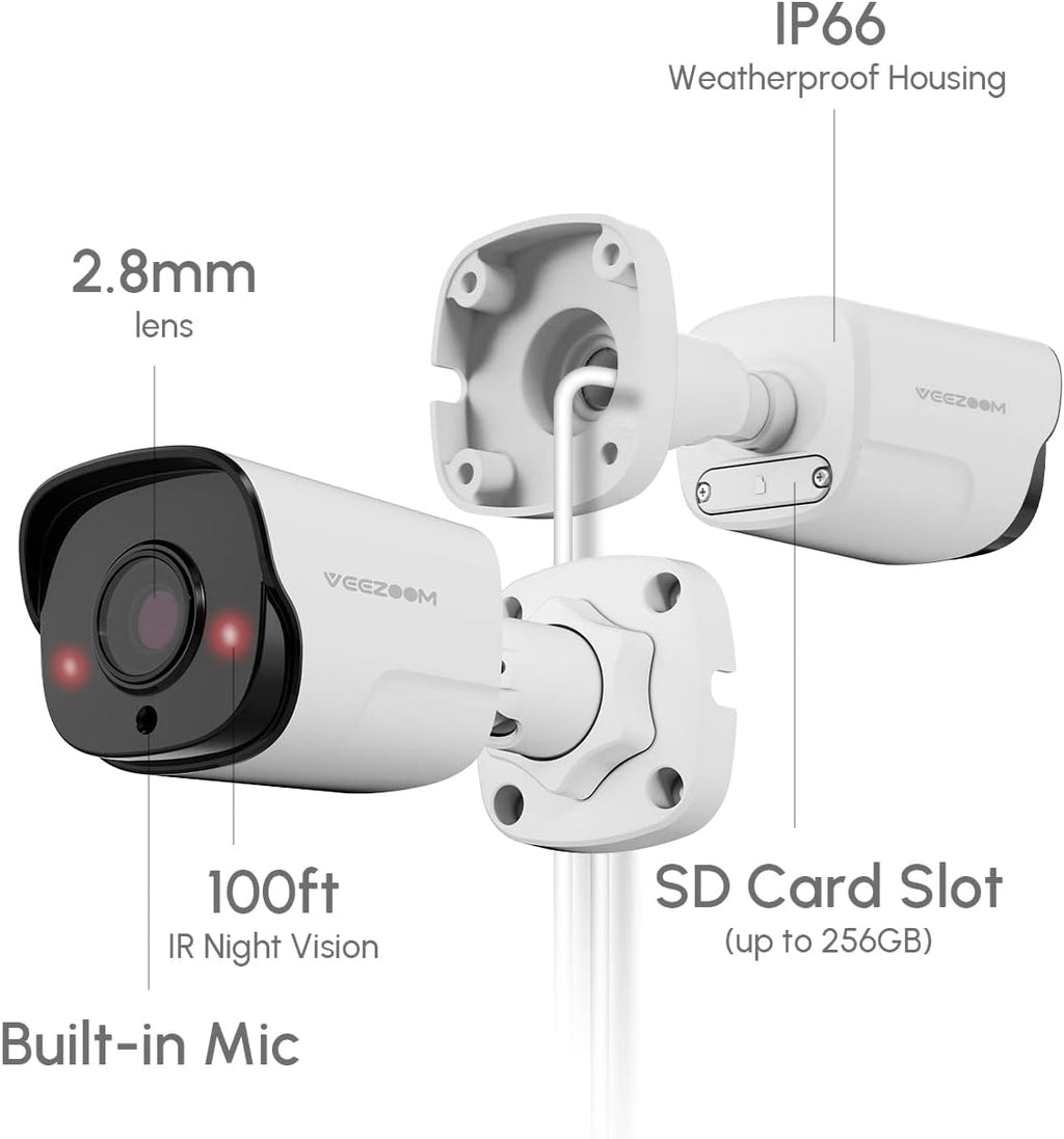 5MP PoE Security Camera (Pack of 2) with 59ft Ethernet Cables C9129