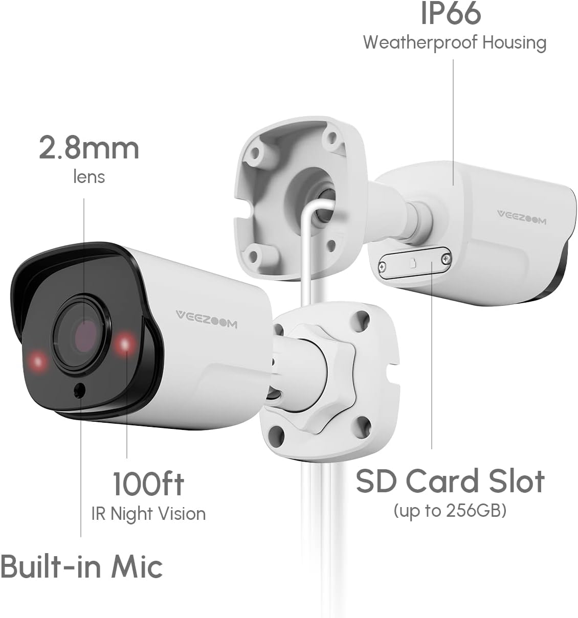 5MP PoE Security Camera (Pack of 2) with 59ft Ethernet Cables C9129