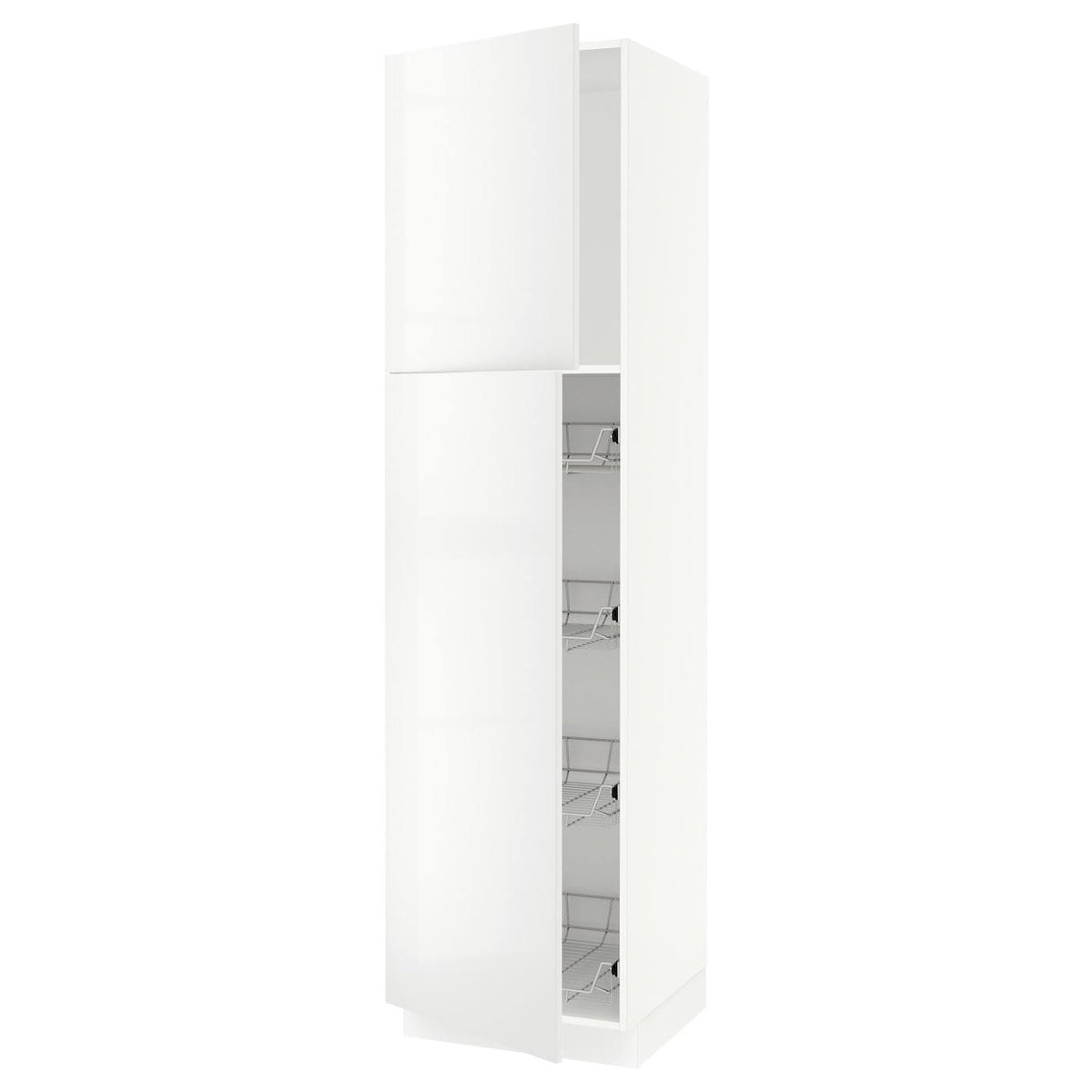 White High Cabinet with Door and Wire Baskets B229