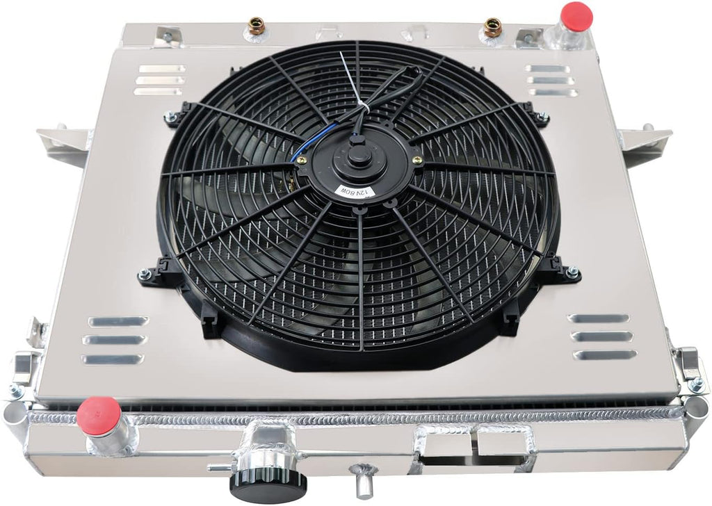 3 Row Aluminum Radiator with Electric Fan Shroud Thermostat Kit Combo X670257