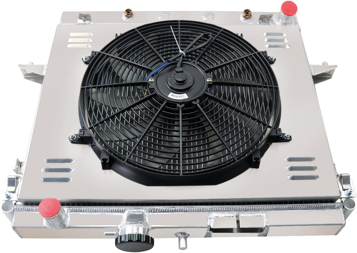 3 Row Aluminum Radiator with Electric Fan Shroud Thermostat Kit Combo X670257