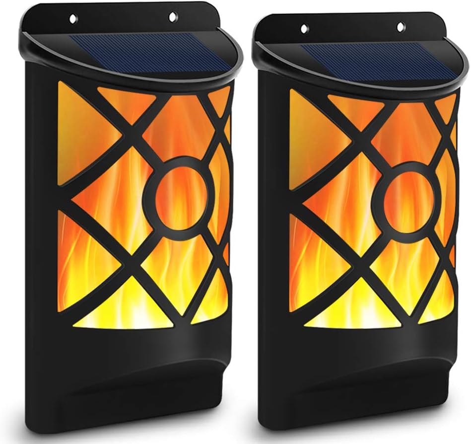 Solar Wall Flame Lights, Waterproof Outdoor Garden Lights T521