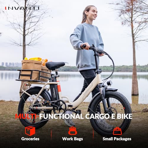 20" Step-Thru Fat Tire Electric Bike with Rear Rack, 7-Speed, Front Suspension G566449