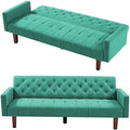 Linen Upholstered Futon Sofa Bed 74" Tufted 3 Seater (Grey) O4987
