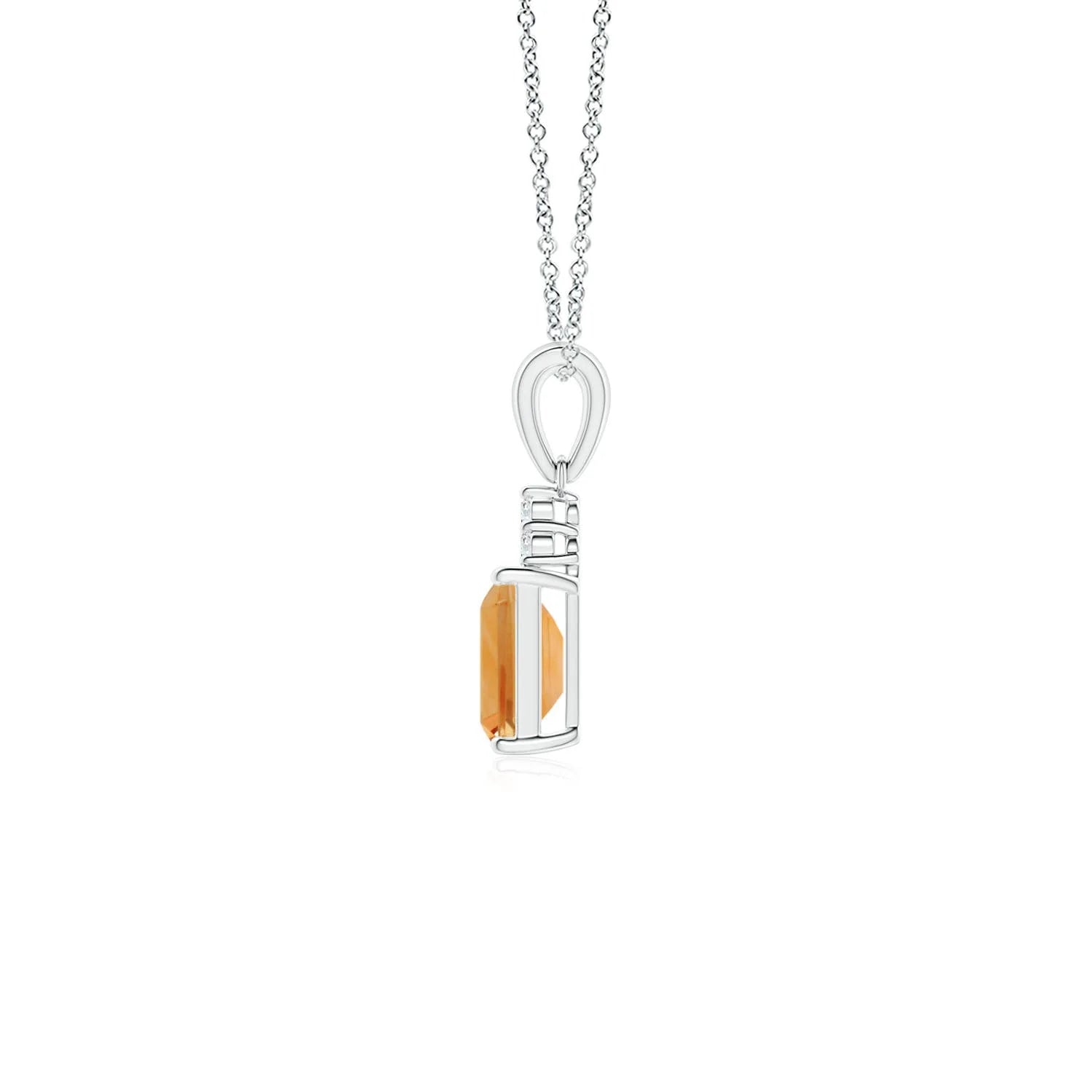 Citrine Diamond Solitaire Pendant Necklace in Sterling Silver C920662