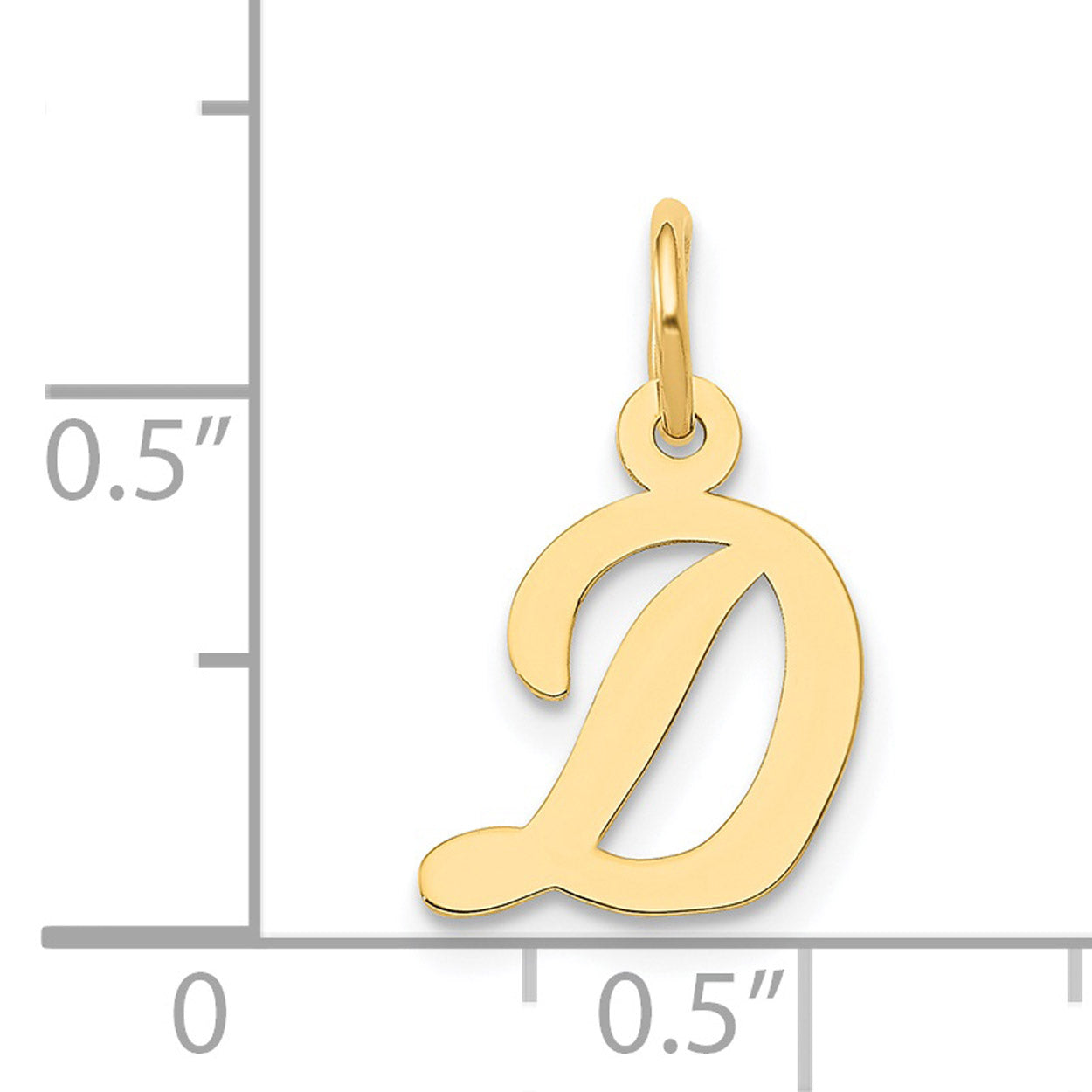 14K Yellow Gold Script Letter D Initial Pendant Charm with 10K Yellow Gold Rope Chain Necklace 16'' A4346