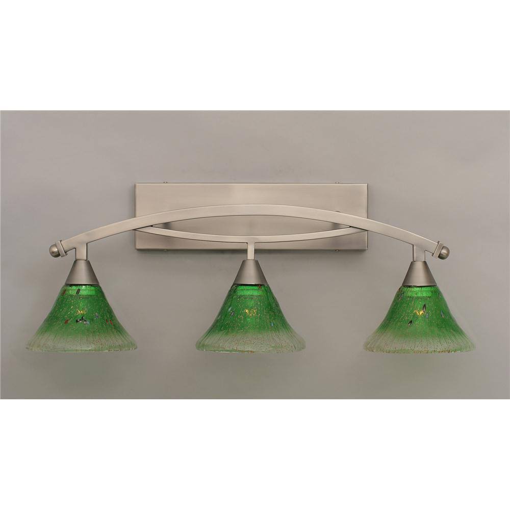 Three Light Bath Bar Brushed Nickel Finish with Kiwi Green Crystal Glass I342744
