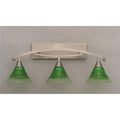 Three Light Bath Bar Brushed Nickel Finish with Kiwi Green Crystal Glass I342744