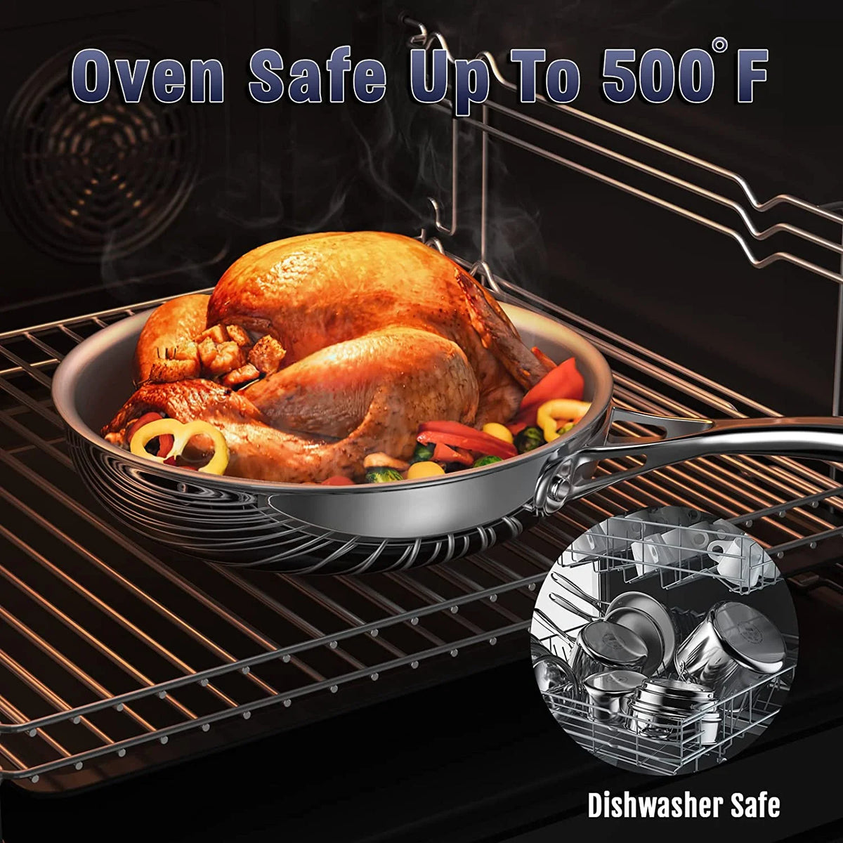 10-Piece Stainless Steel Cookware Set with Fry Pan L476393