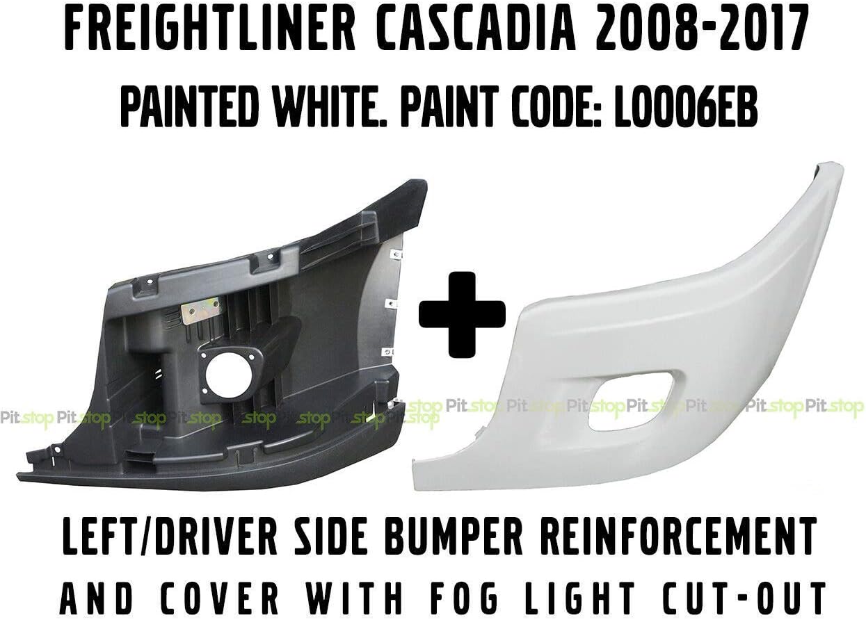 White Painted Bumper Left Side Reinforcement & Cover With Cut-Out I348