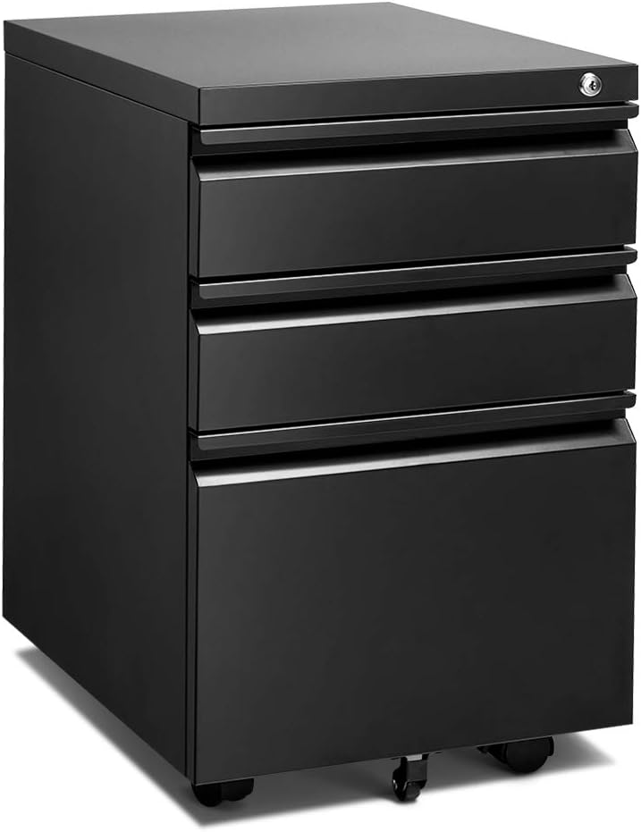 3 Drawer Locking Metal File Cabinet on Wheels K50494