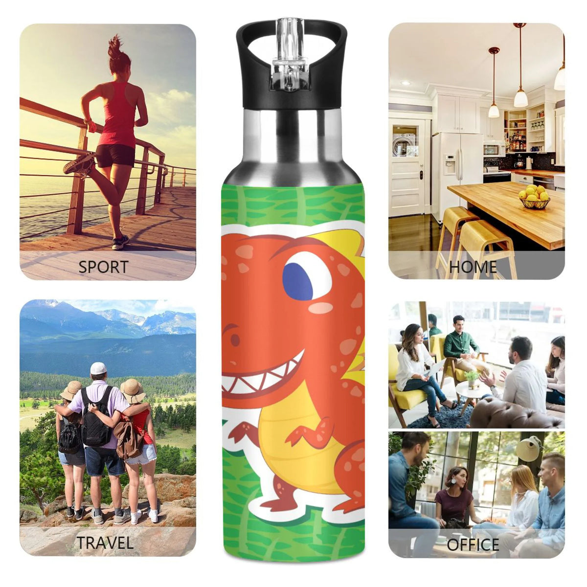 Stainless Steel Water Bottle with Straw Lid 20 OZ B3418