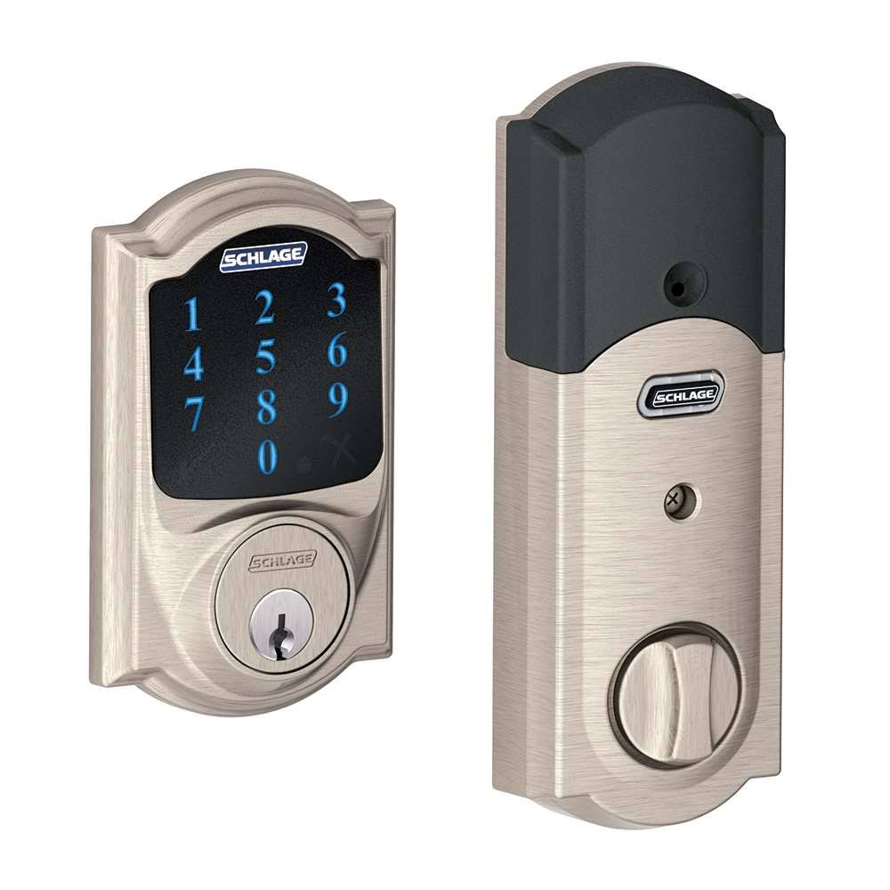 Satin Nickel Touchscreen Deadbolt with Alarm V8240