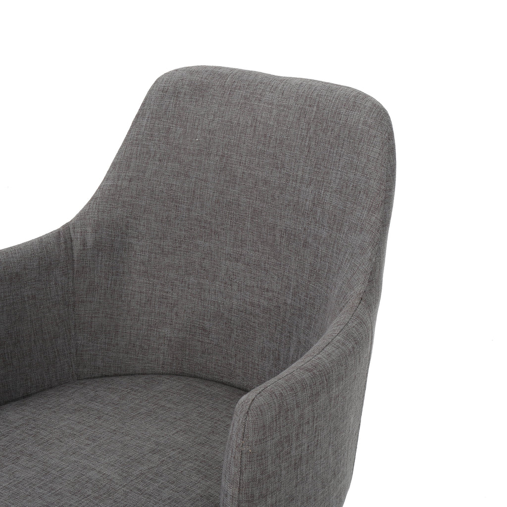 Fabric Upholstered Dining Chairs, Set of 2, Light Gray and Dark Walnut J71718