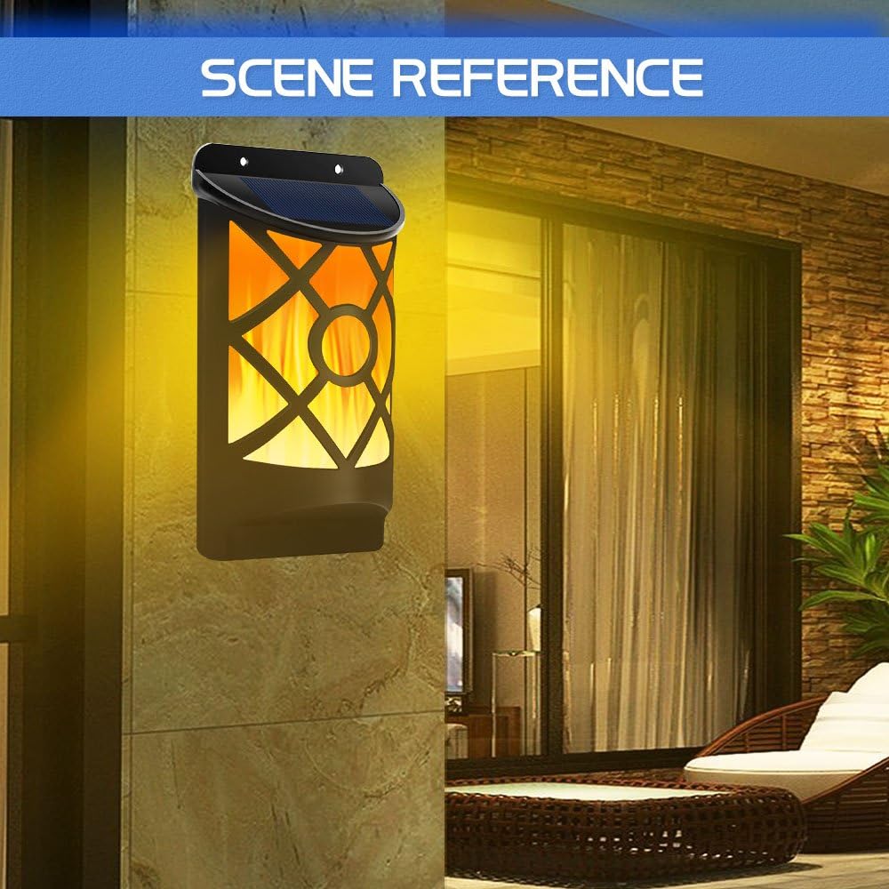 Solar Wall Flame Lights, Waterproof Outdoor Garden Lights T521