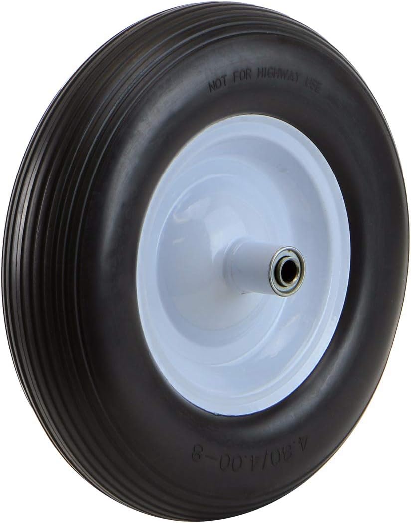16" Flat-Free Solid Wheelbarrow Cart Wagon Non Flat Ribbed Tire 5/8" Bore Pack of 2 Y364