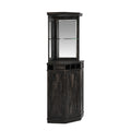 Corner Bar Unit with Two Glass Shelves, Built-in Wine Rack and Lower Cabinet, Charcoal R95449