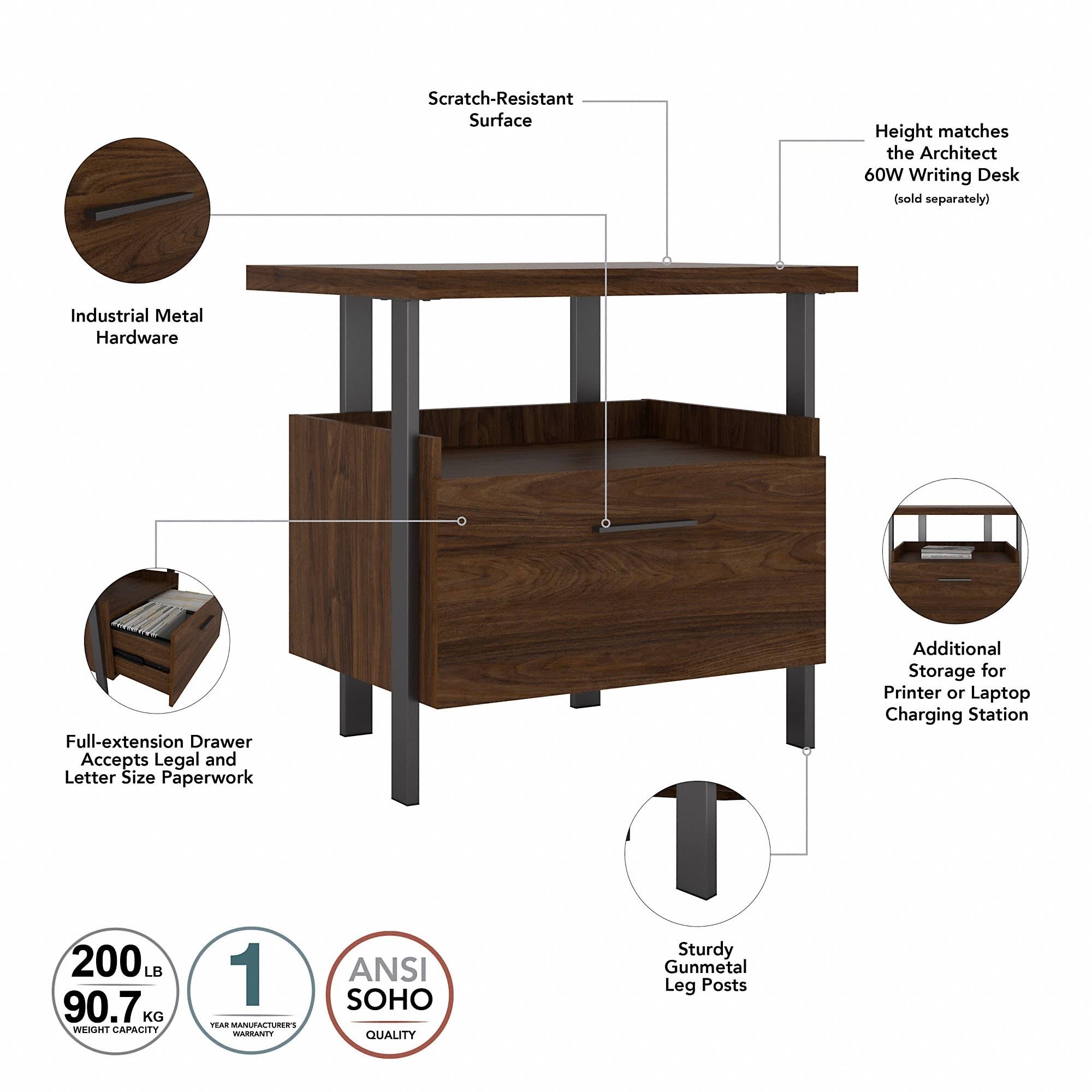 Walnut Computer Desk with Hutch S542