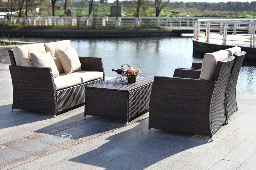 4 Piece Wicker Outdoor Living Set Y1658