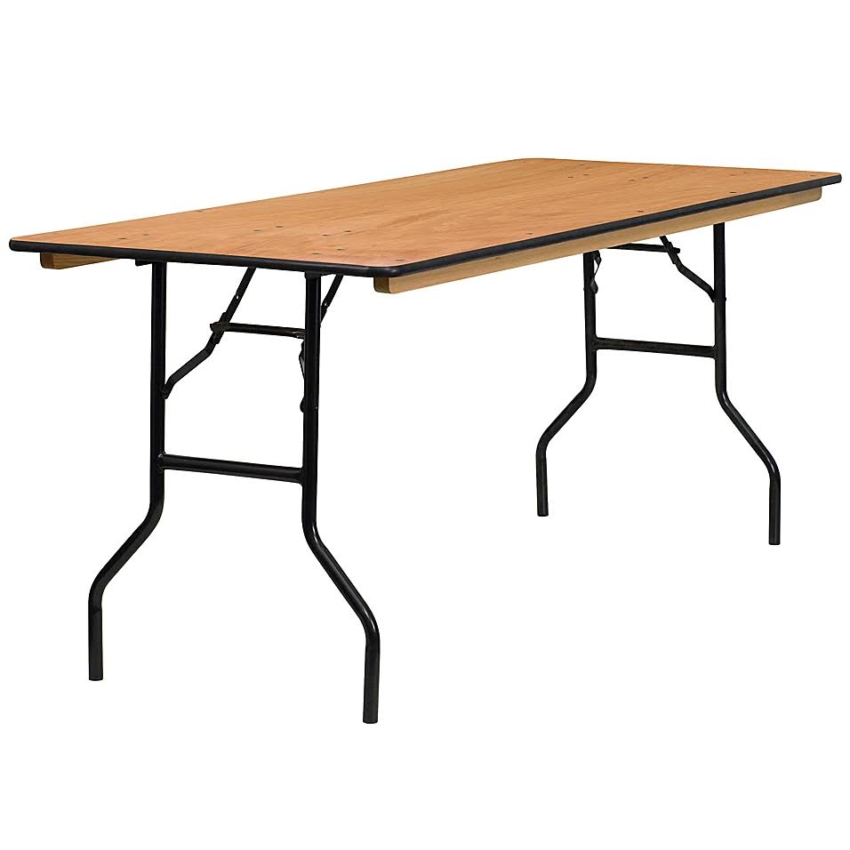 6' Rectangular Wood Folding Banquet Table H2671