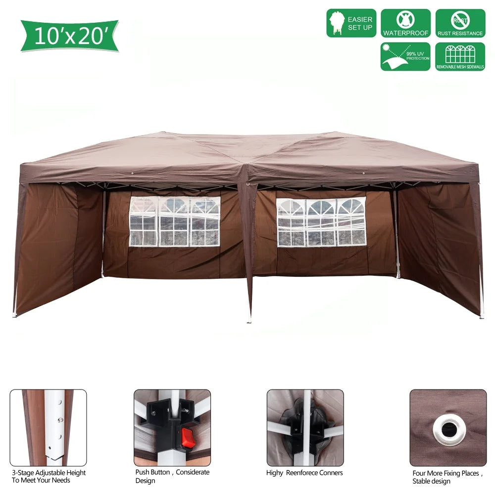 Dark Coffee Pop Up Tent with Two Windows Y91042