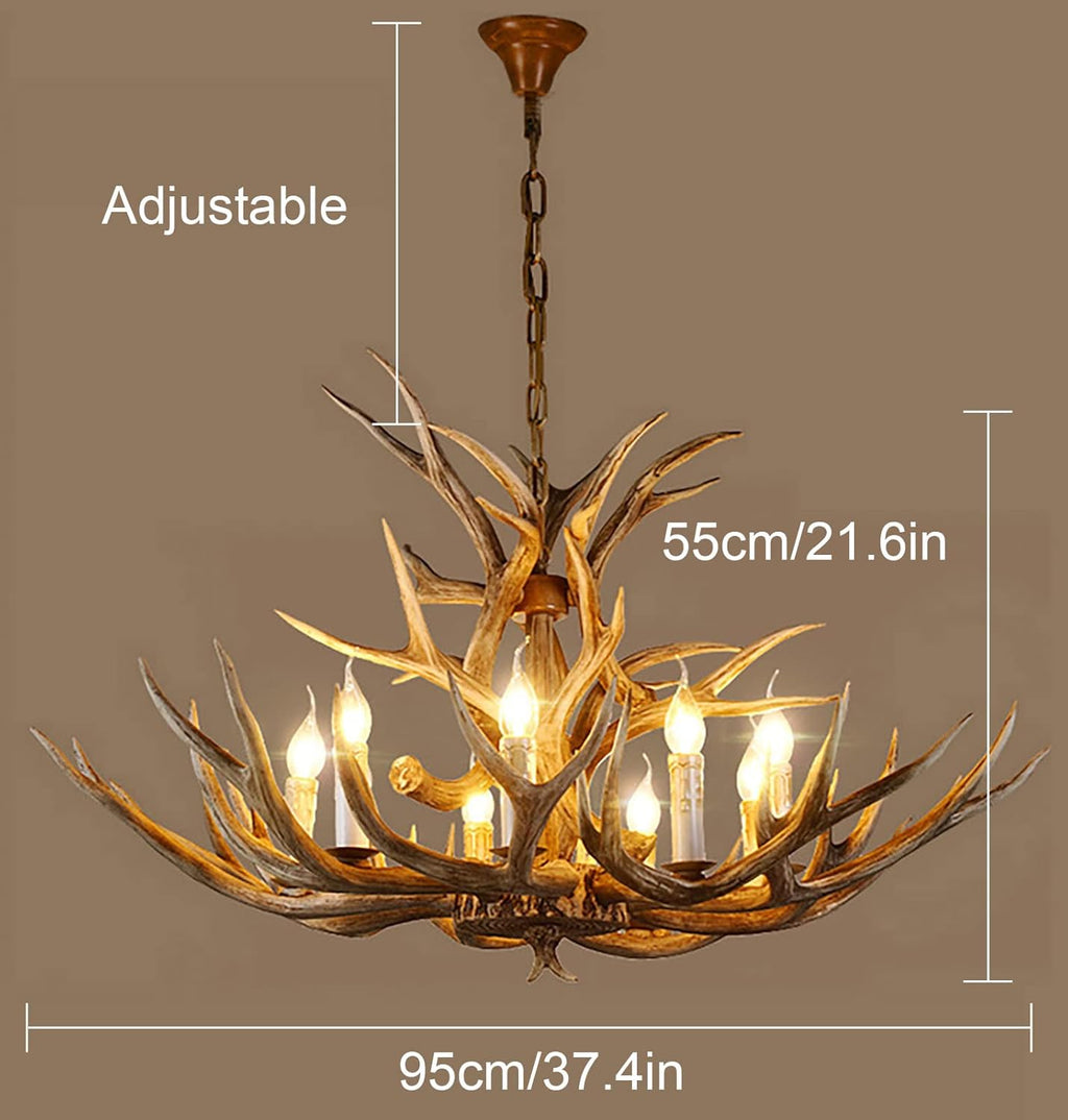 Antler Chandelier 8 Light Rustic Resin Deer Horn Pendant Light D492