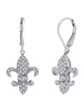 10K White Gold Fleur-De-Lis Diamond Earrings X6313