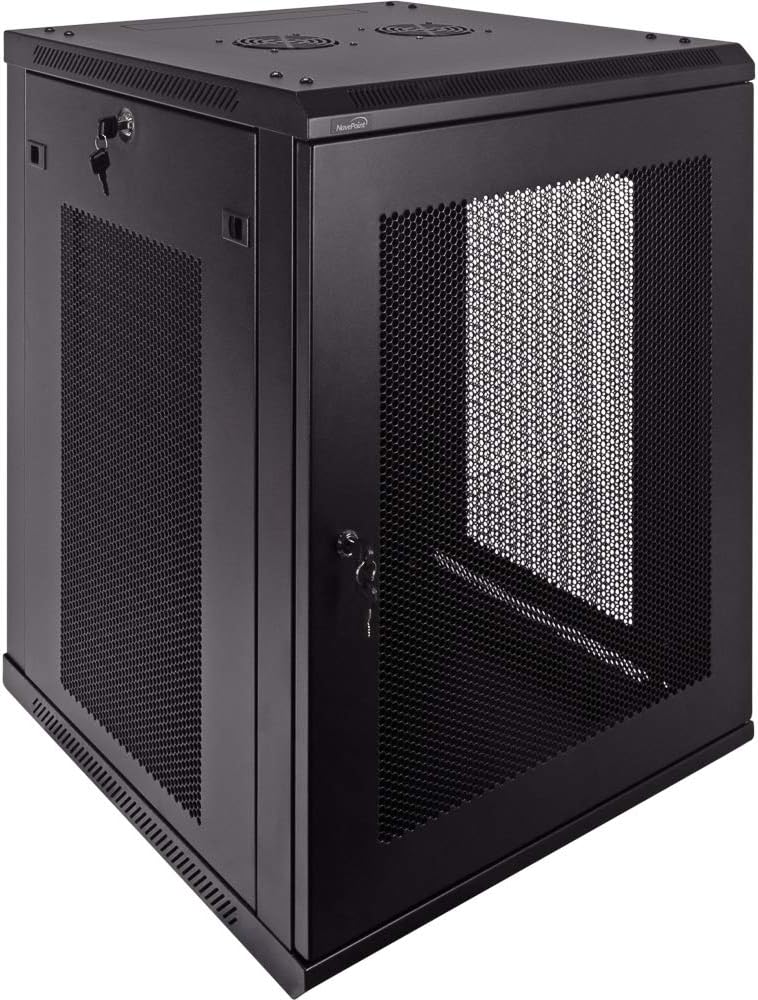 15U Wallmount IT Cabinet Enclosure 19-Inch Server Network Rack with Locking Perforated Door Black B6841