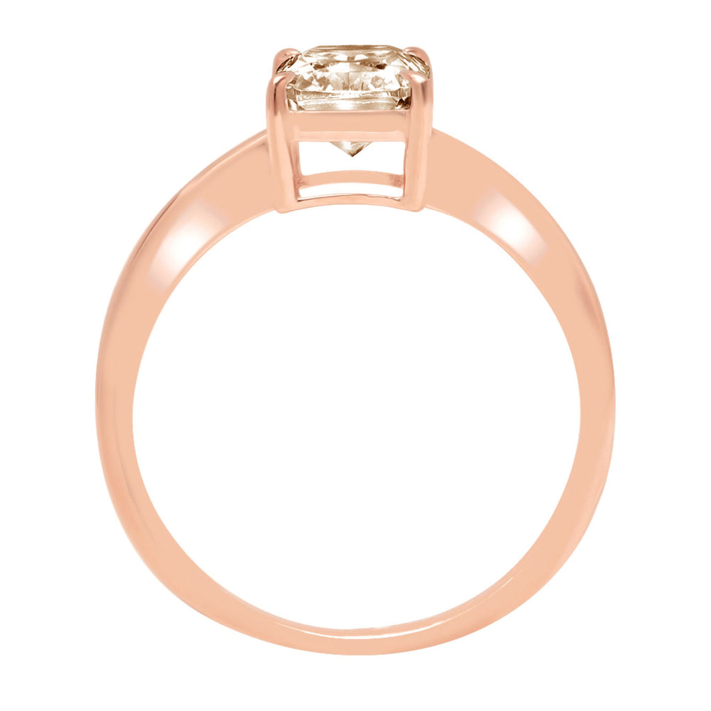2.5ct Radiant Cut Champagne Simulated Diamond 18k Rose Gold Ring N163