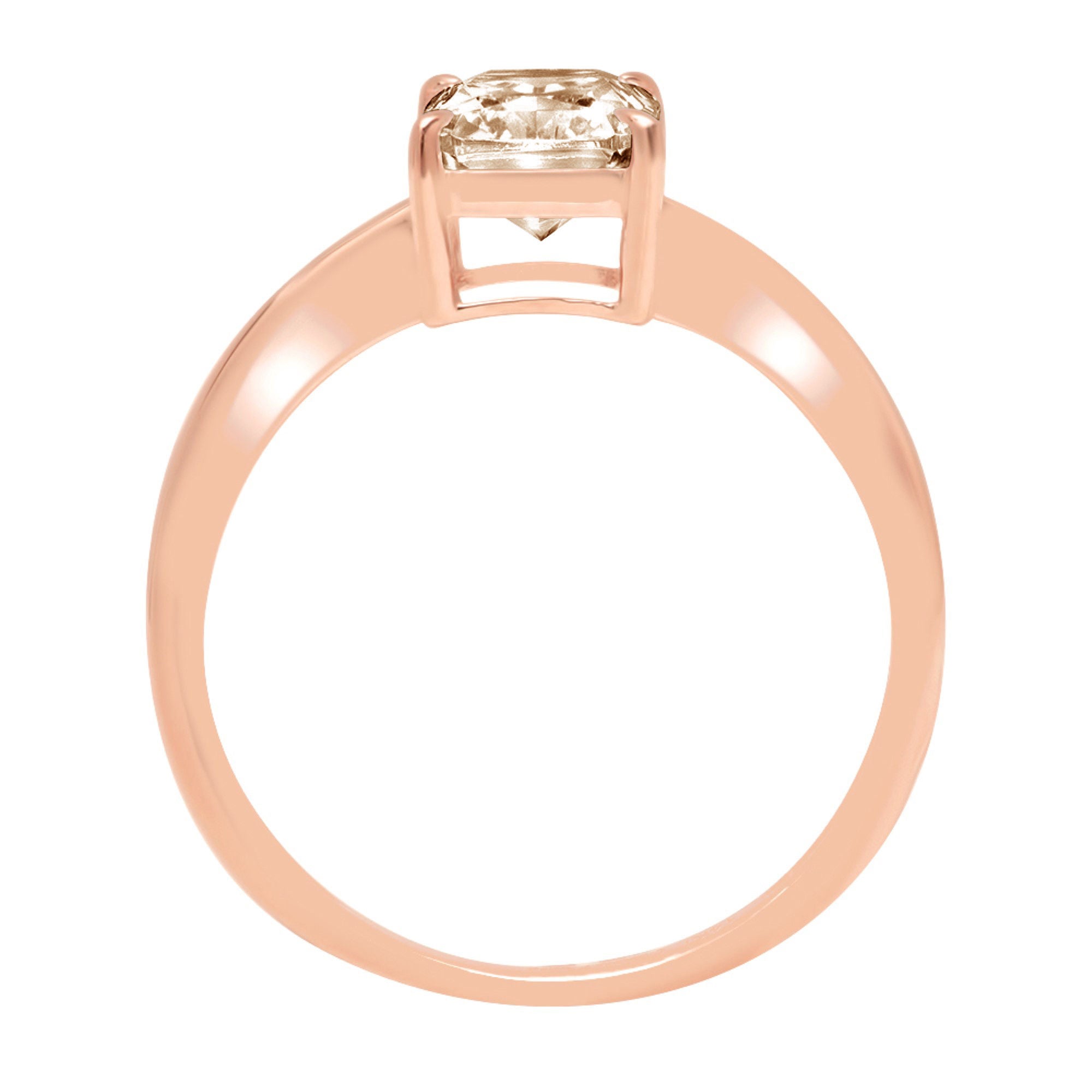 2.5ct Radiant Cut Champagne Simulated Diamond 18k Rose Gold Ring N163