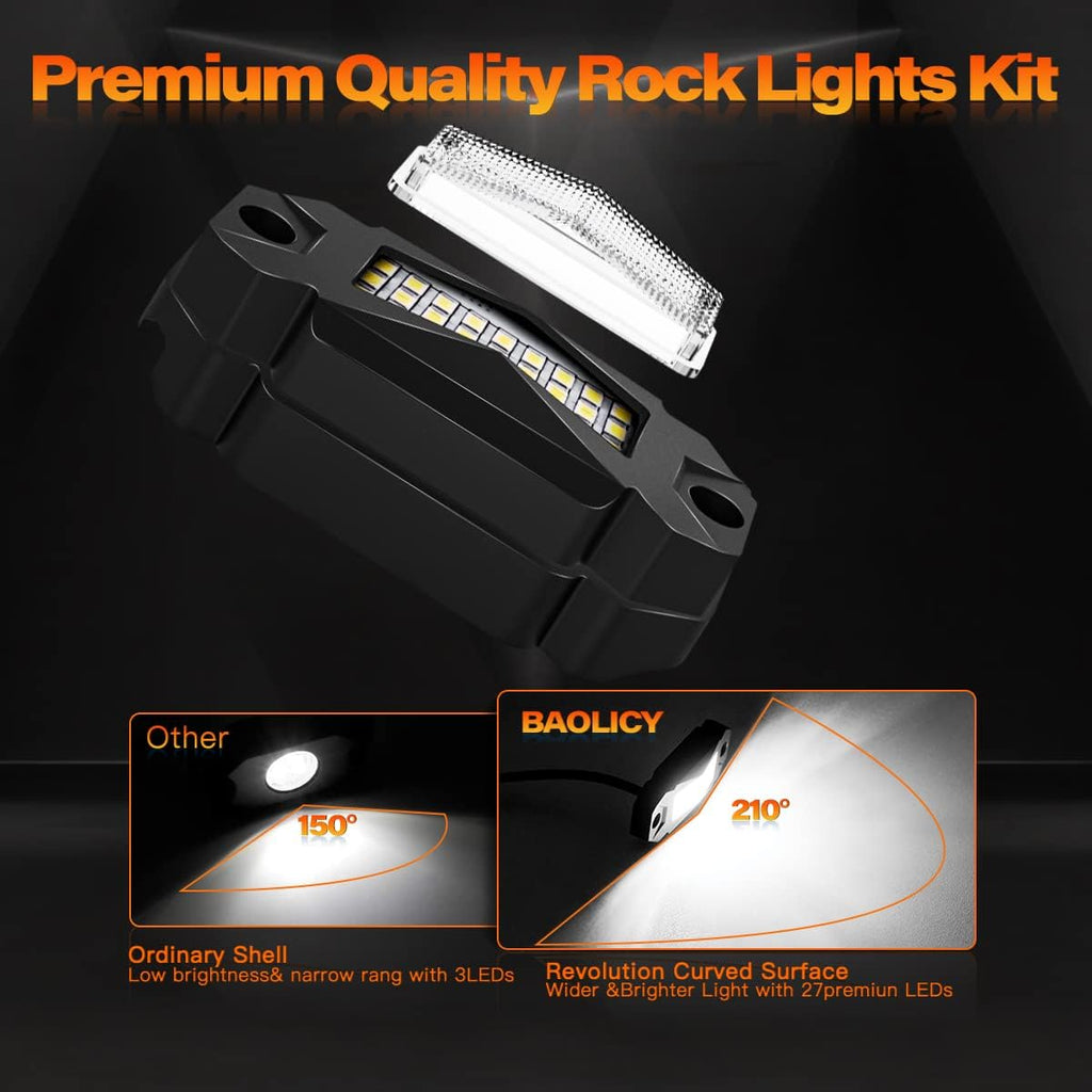4Pods LED Rock Lights Kit with Switch Wire Harness L612