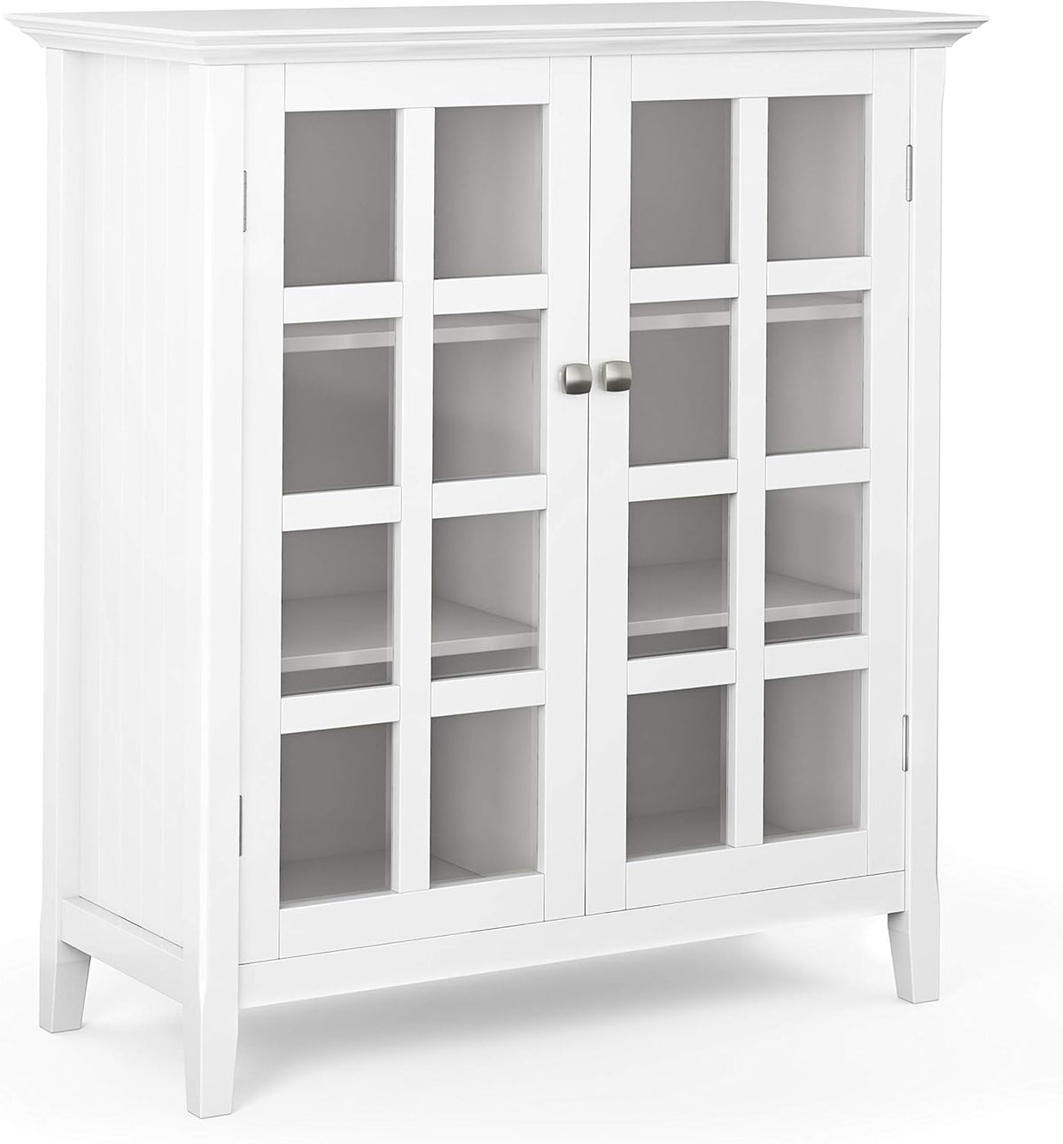 Distressed Grey Solid Wood Storage Cabinet with 2 Tempered Glass Doors and 4 Adjustable Shelves K4041