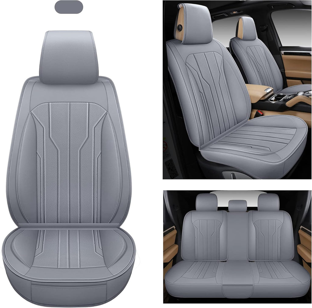 Black Leather Car Seat Covers, Front Pair U9194