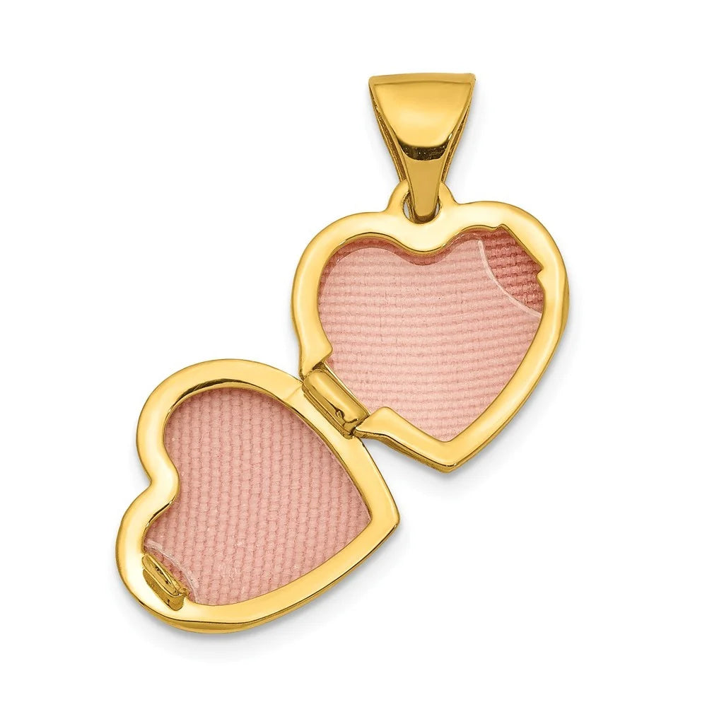14k Gold 10mm Heart Locket Pendant Necklace K465818