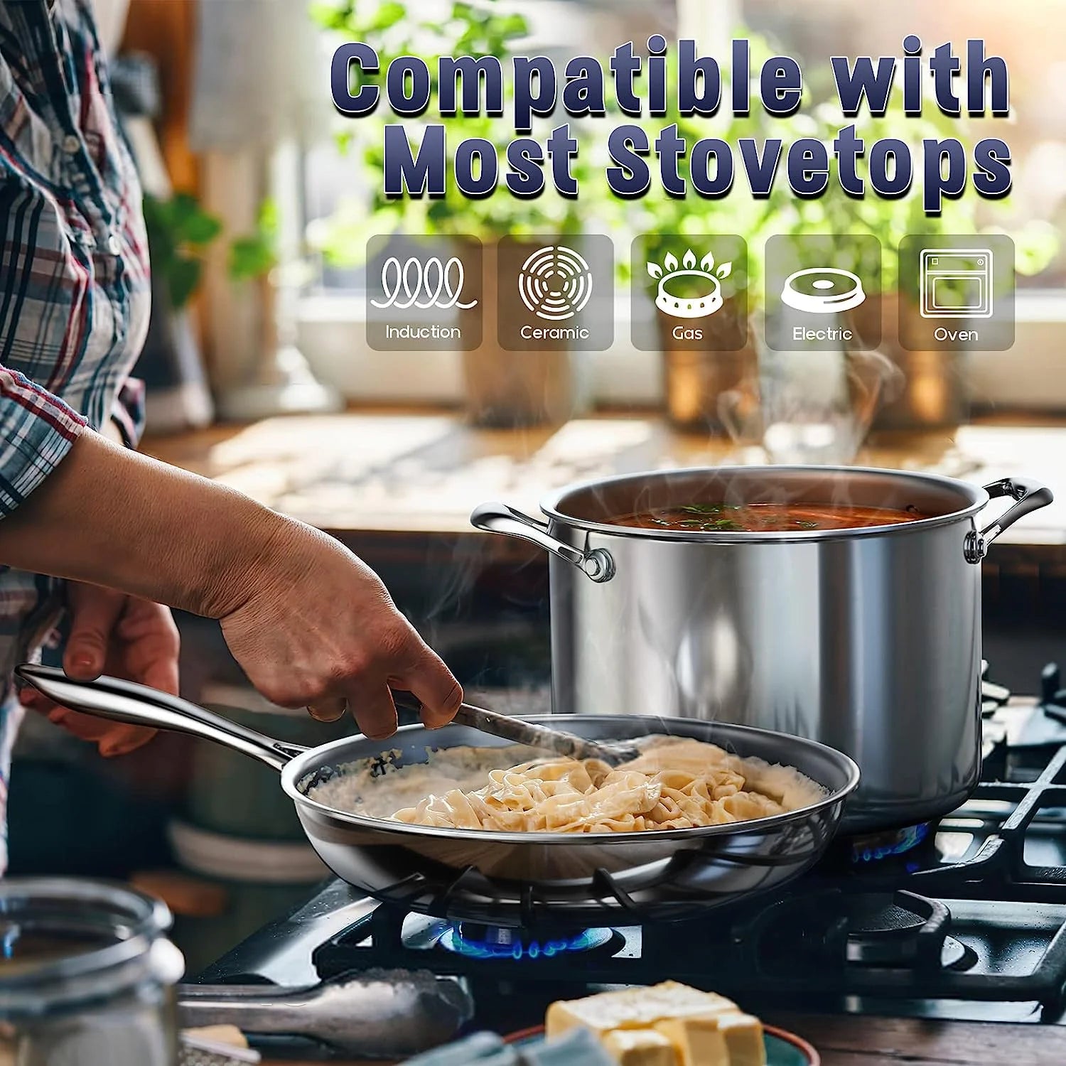10-Piece Stainless Steel Cookware Set with Fry Pan L476393