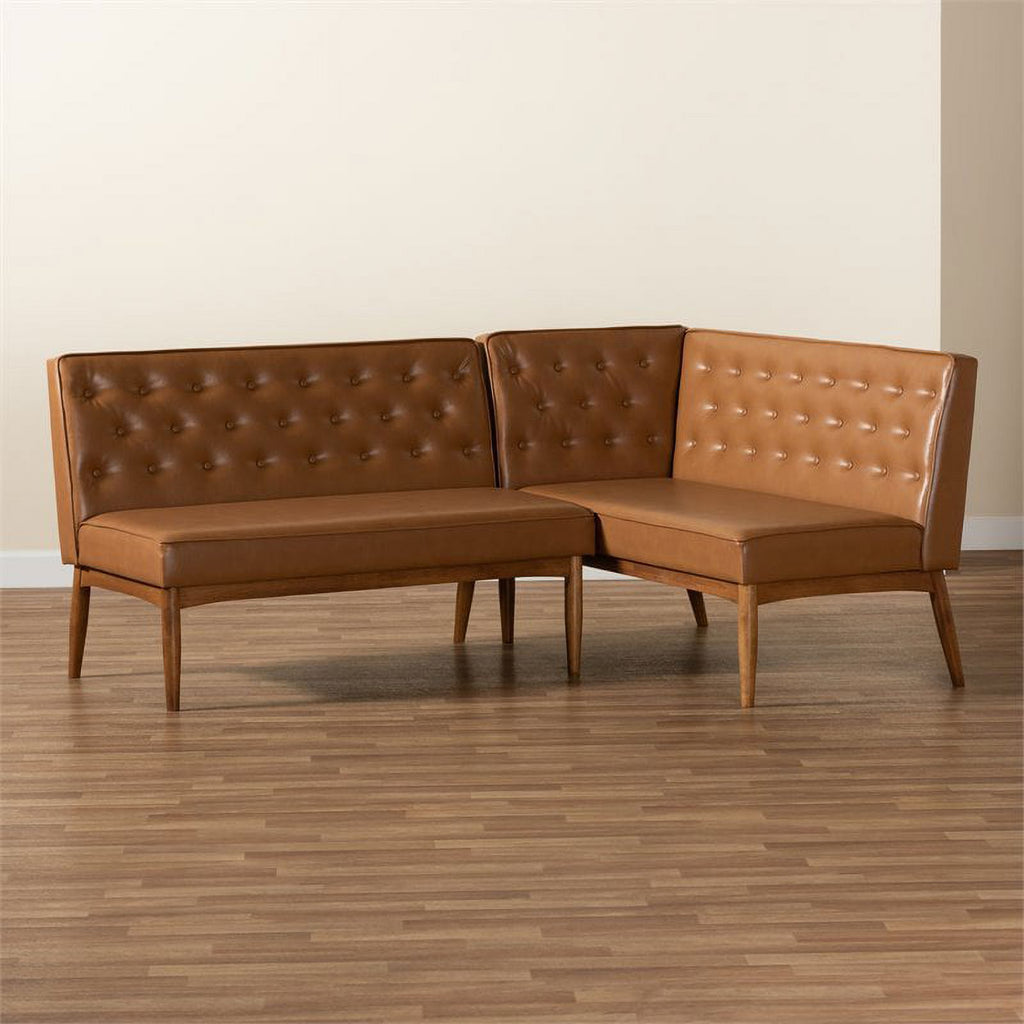 Tan and Walnut Brown Finished Wood 2-Piece Dining Set K108