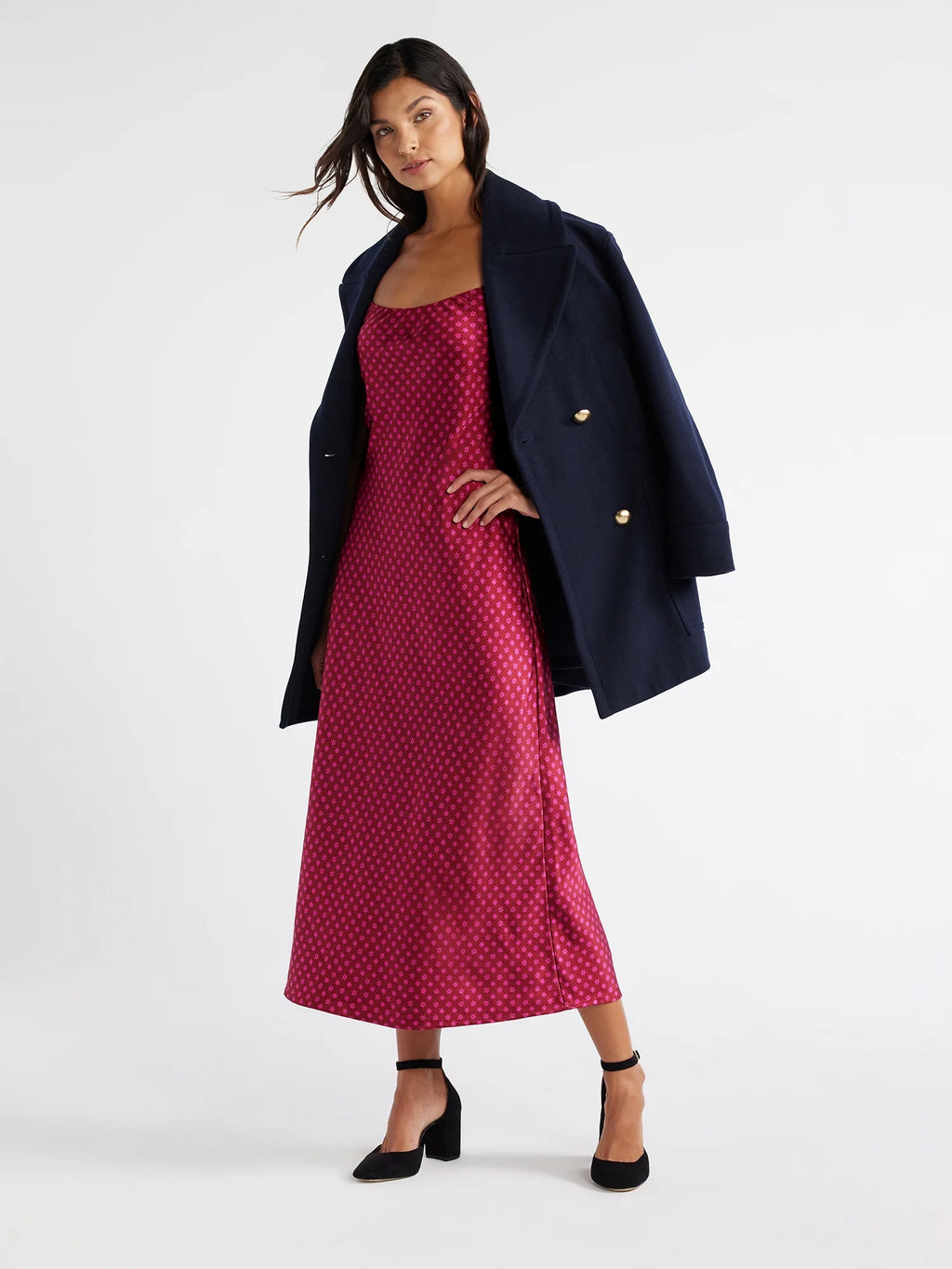 Wool-Blend Peacoat with Patch Pockets Q350