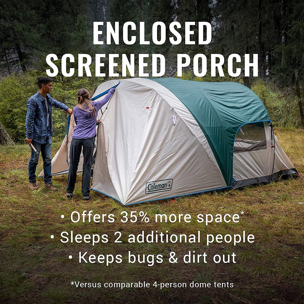 Cabin Camping Tent with Screened Porch, 4/6 Person, with Rainfly and Carry Bag S39240
